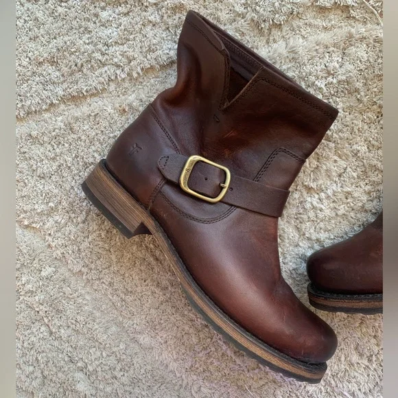 Frye Natalie Engineer Short Boot Brown Sz 8 - Picture 3 of 6